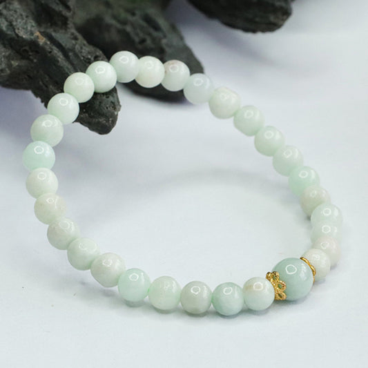 Burmese Grade A Jadeite Jade Beaded Bracelet with Focal Bead