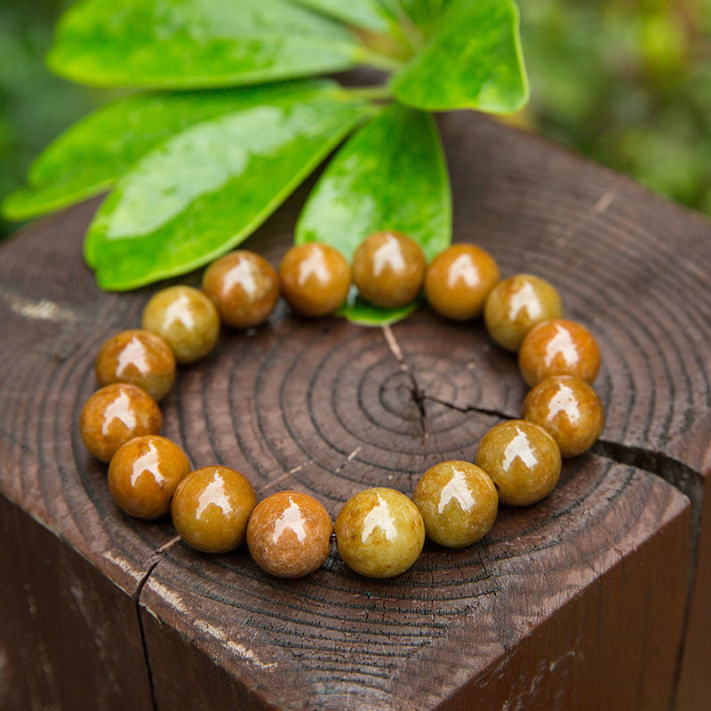 Burmese Grade A Red and Yellow Jadeite Jade Beaded Bracelet