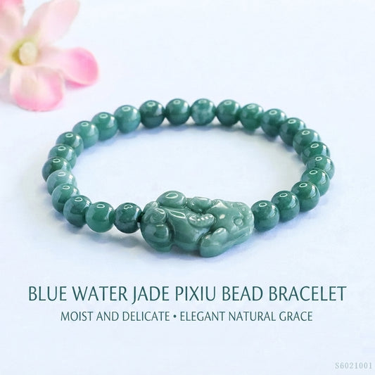 Blue Water Jadeite Jade Pi Xiu Beaded Bracelet