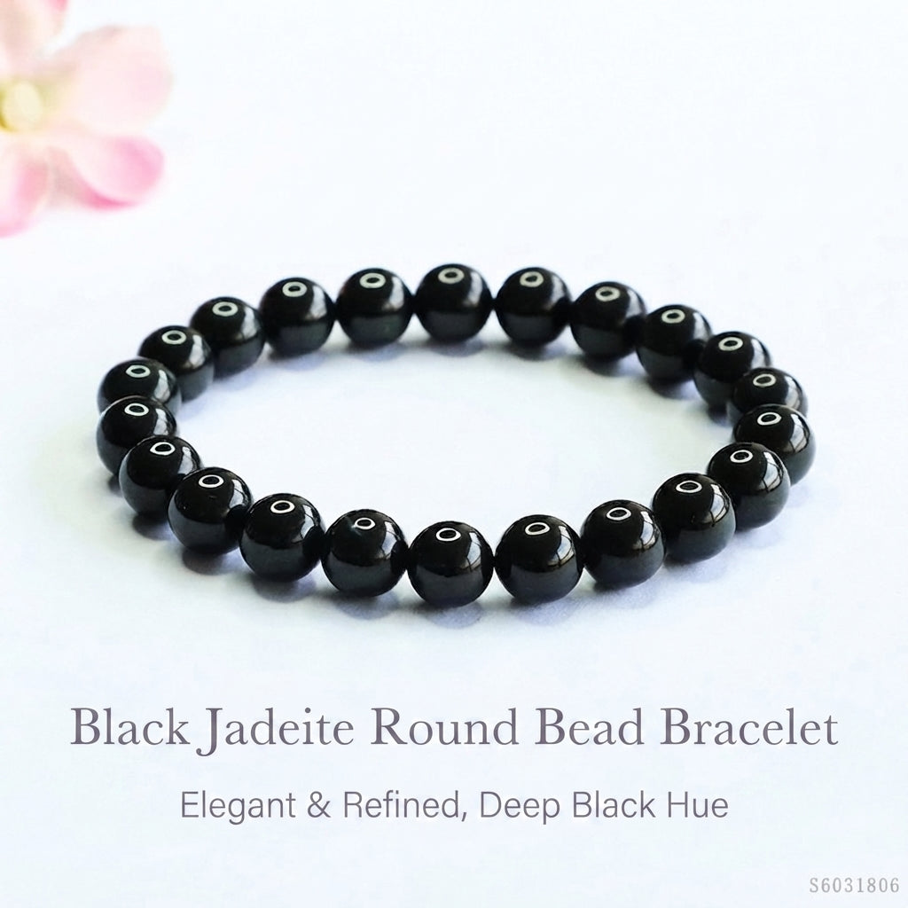 Burmese Grade A Jadeite Jade Mo Cui (Black Jade) Beaded Bracelet