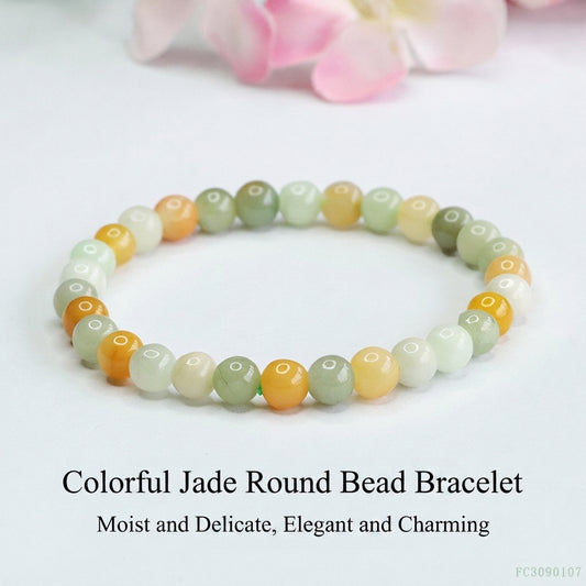 Multi-Color Jadeite Jade Beaded Bracelet